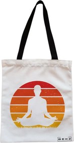 Sacosa de Panza pentru Cumparaturi, Geanta Tote, Yoga 7, Cu fermoar, 38x34.5 cm, Alba, BEKZ®
