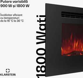 Klarstein Galeras 152, șemineu electric de perete, 1800 W, LED