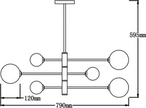 Lustră pe tijă DORADO, 6xG9/40W/230V, neagră