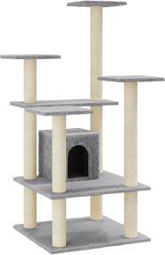vidaXL Ansamblu pisici, stâlpi din funie sisal, gri deschis, 110 cm
