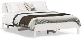 vidaXL Cadru de pat fără saltea, alb, 135x190 cm, lemn masiv de pin