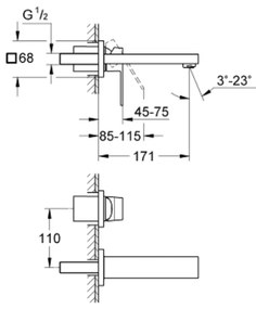 Baterie lavoar incastrata culoare crom Grohe Eurocube