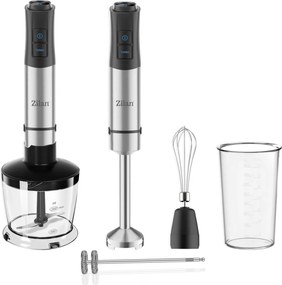 Mixer vertical 5 in 1 Zilan ZLN3939, Putere 1200W, 12 trepte de viteza, Functie Turbo, Afisaj digital, Inox