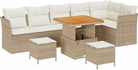 vidaXL Set de canapele pentru grădină cu pernă 9 pcs bej și crem