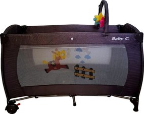 Patut Pliant NOVOKIDS™ Baby C, 120X60 cm, transforabil in Tarc Copii, 2 Niveluri, Masa infasat detasabila, Jucarii plus, geanta transport, Gri Jeans