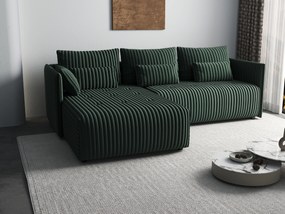 Colțar extensibil dumonde cu ladă de depozitare si sezut confortabil din spuma high-density, Malta Ambience Verde II 235x185 cm