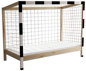 Pat pentru copii 90 cm Facilmente (natural + alb + negru) (cu somieră) (cu sp. depozitare). 1116345