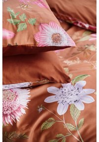 Lenjerie de pat din bumbac satinat pentru pat single Bonami Selection Blossom, 140 x 200 cm, maro teracotă