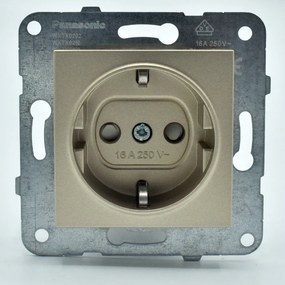 Priza simpla cu impamantare si protectie copii, 16A, IP20, Bronz, Panasonic Arkedia Slim \ Karre Plus