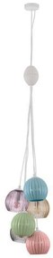 Lustra cu 6 pendule, Ceramica, Sticla, Multicolor, MELINE