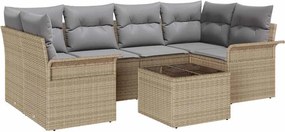 vidaXL Set de canapele pentru grădină 7 pcs Bej Rattan poli
