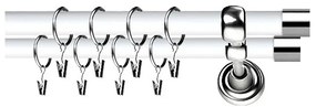 Galerie dubla duo - Dop 19/19 - ALB lucios + INOX (Alege marime: 280 cm)
