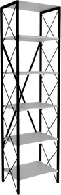 Etajera SUADIYE, alb/negru, PAL melaminat/metal, 50x30x180 cm