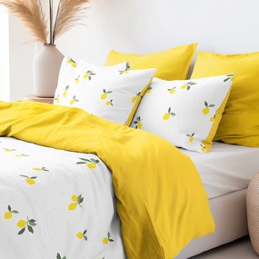 Goldea lenjerie de pat din 100% bumbac duo - lămâie cu galben 140 x 200 și 50 x 70 cm