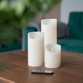 Set 3 lumânări cu LED și telecomandă DecoKing Subtle Nova, înălțime 10, 15 și 20 cm