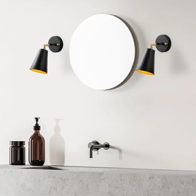 Aplică de perete neagră/aurie ø 10 cm Evander – Opviq lights