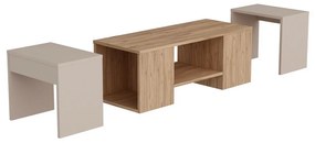 Set de măsuțe de cafea Sartos Beige and Atlantic Pine, 3 buc.