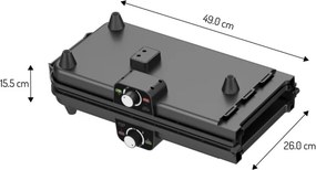 Grătar electric dublu pliabil Adler AD 6617, 3000 W, deschidere la 180°, 96 x 26 cm, plăci antiaderente, 2 termostate, tavă pentru grăsime, negru