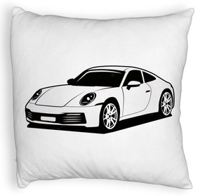 Perna Decorativa Fluffy, Model Porsche 911, 40x40 cm, Alba, Husa Detasabila, Burduf