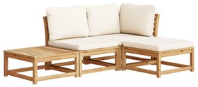 3214284 vidaXL Set mobilier de grădină cu perne, 4 piese, lemn masiv de acacia