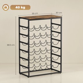 HOMCOM Suport pentru 30 sticle, raft pentru vin cu 6 niveluri, stil industrial, 59x30x88,5cm, maro rustic | Aosom Romania