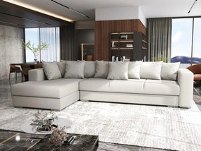 Colțar extensibil dumonde cu ladă de depozitare si sezut confortabil din spuma high-density, Gloria Enjoy Beige 320x183 cm