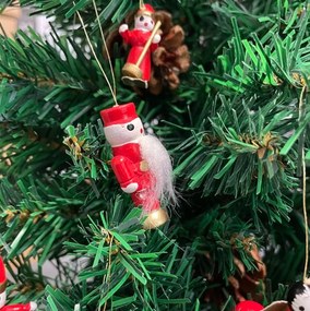 Set de decoratiuni de Craciun din lemn RED JOY rosu, 30 buc.