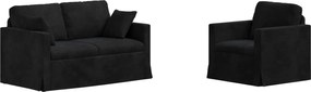 vidaXL Set de canapea 2 pcs Negru 138 x 78 x 80 cm Catifea