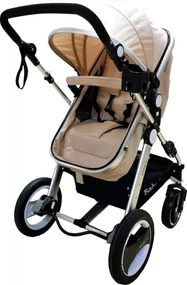 Carucior nou nascuti 2 in 1 Baby Care™ PRO S535, Cadru Aluminiu, roti din cauciuc plin,landou reversibil, Spatar reglabil in 3 trepte,Crem