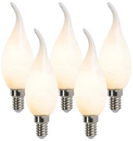 Set de 5 becuri cu filament LED E14 reglabile cu luminozitate F35 mat 3W