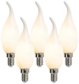 Set de 5 lămpi de lumânări cu LED-uri E14, reglabile cu filament F35 mat 3W