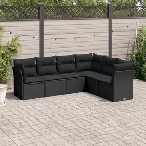 vidaXL Set mobilier de grădină cu perne, 6 piese, negru, poliratan