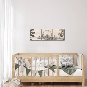 Tablou - Vintage peisaj desen peisaj (cu ceas) (90x30 cm)