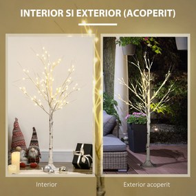 Lumina artificiala pentru copac de mesteacan alb, cu lumina LED pentru interior si exterior HOMCOM | Aosom RO