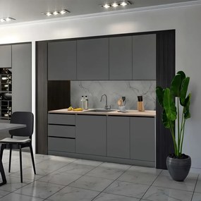Mobilier de bucătărie, 2 m, grafit, ASTI