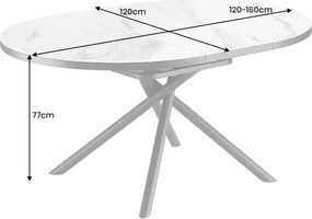 Masa ovala extensibila, Ceramica Alba, MIKADO 120-160cm A-46503 VC