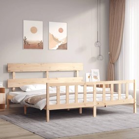 3193286 vidaXL Cadru de pat cu tăblie Super King Size, lemn masiv