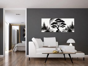 Tablou – Bonsai alb-negru (120x50 cm)