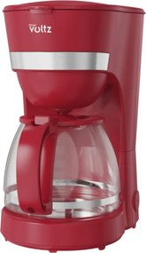 Cafetiera electrica Oliver Voltz OV51170WN, 600 W, 1,25 l, Sistem anti-picurare, Cana stical, Rosu
