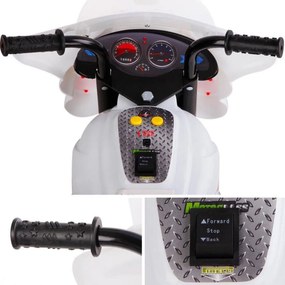 Motocicleta Electrica cu Acumulator Pentru Copii NOVOKIDS™ Motor Sport, Cu Melodii si Lumini, Trotineta Electrica, 3 Roti, MERS CU SPATELE, Alb