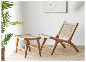 Fotoliu cu taburet în culoare naturală țesut Derby – House Nordic