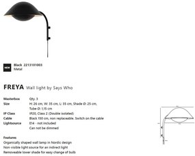 Aplica de perete design modern Freya negru