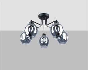 Plafonieră neagră cu abajur din sticlă 59x59 cm Garten – Sollux