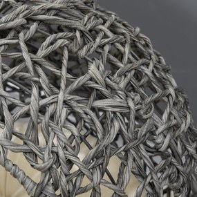 PawHut Coș pisică pat înălțat pisică cozi cuib confort pernă pufoasă inclusă rășină imitând răchita Ø 52 x 58H cm gri | Aosom Romania