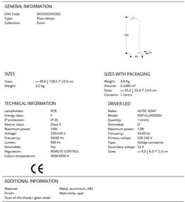 Lampadar/Lampa de podea LED design modern Esino alb