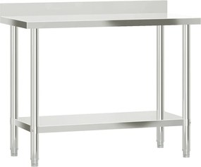vidaXL Masă de lucru bucătărie bordură antistropire 110x55x93 cm oțel