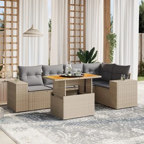 vidaXL Set canapele de grădină cu perne, 6 piese, bej, poliratan