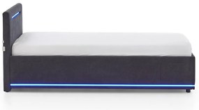 Pat pentru copii gri închis tapițat cu spațiu de depozitare cu somieră 90x200 cm Circle – Meise Möbel