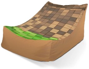 Sac de șezut Lounge Blocks 3D - pentru copii, maro / verde