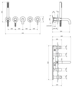 Omnires Y baterie cada-dus ascuns grafit Y1237-1SGR